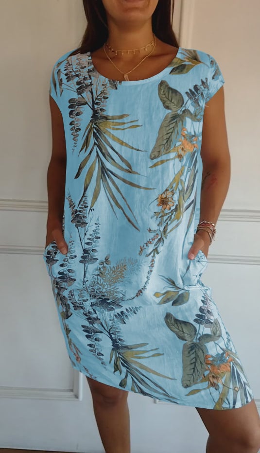 Detail shot of the round neckline and clean finishing on the Marilyn dress