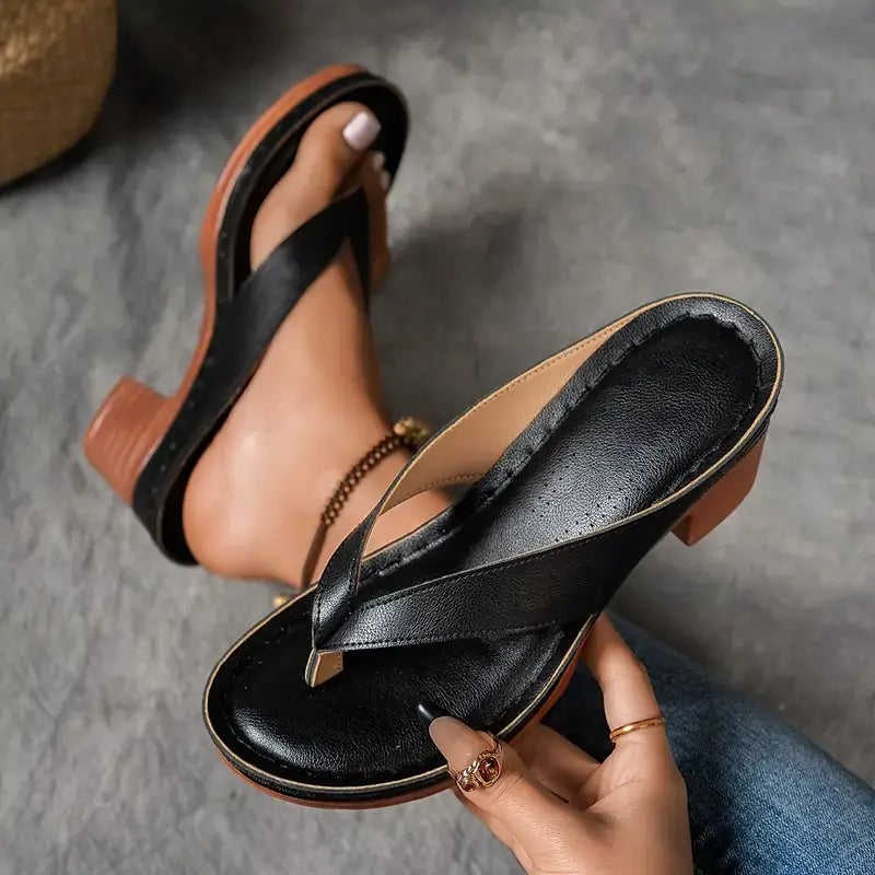 Marilyn orthopedic slippers in black, side profile view