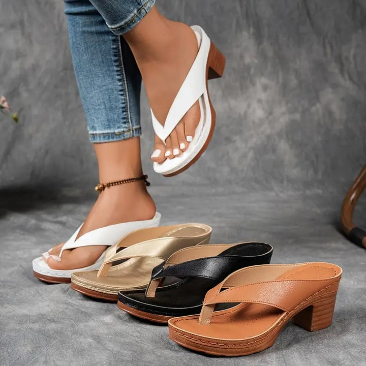 Marilyn orthopedic slippers worn on feet, lifestyle shot