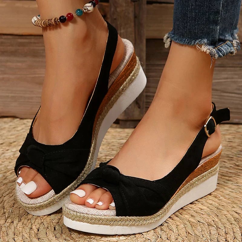 Marinette women's adjustable sandals in black with cushioned sole and delicate straps, front view