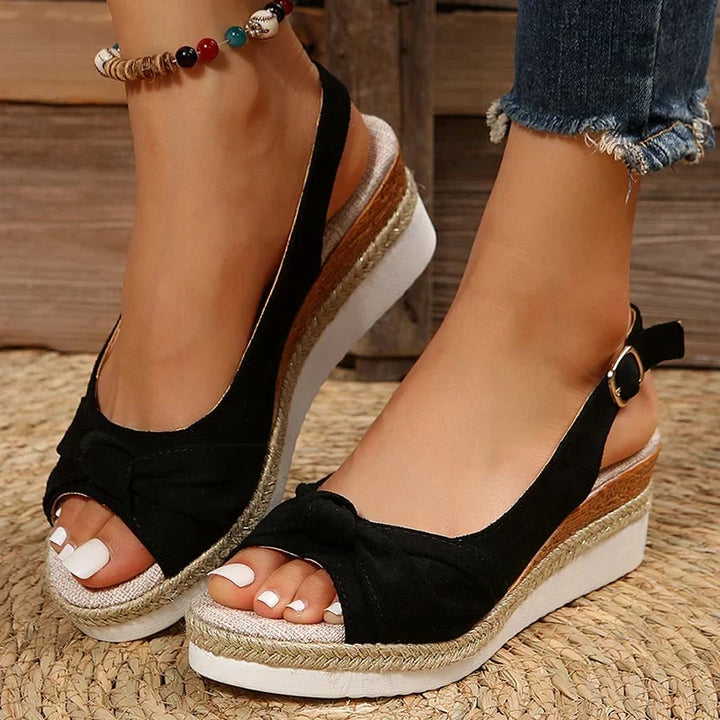 Marinette women's adjustable sandals in black with cushioned sole and delicate straps, front view