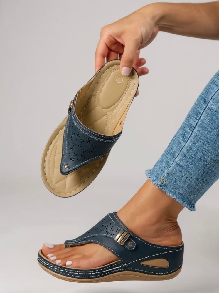 Marinette women's cushioned adjustable sandals in brown showing plush insole and breathable construction, top-down view