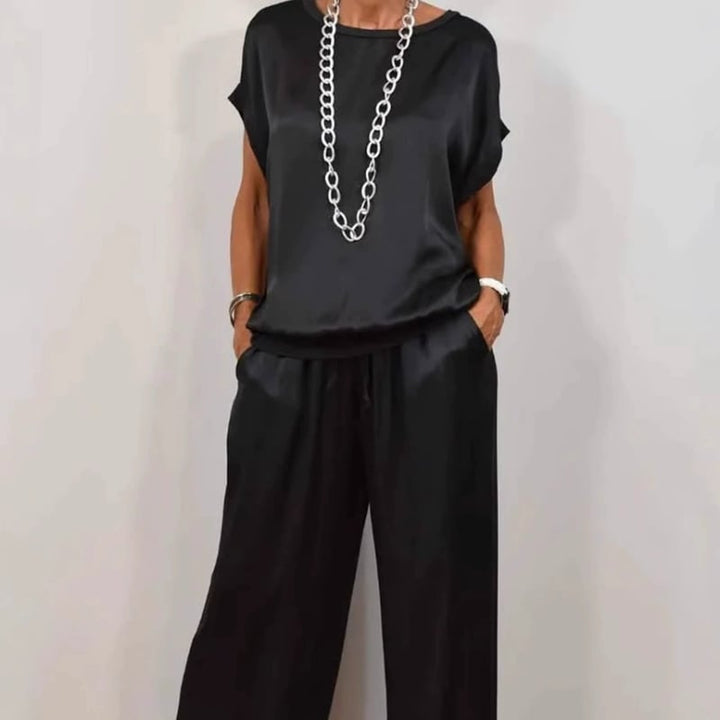 Back view of the Marla two-piece set in black, highlighting the clean silhouette