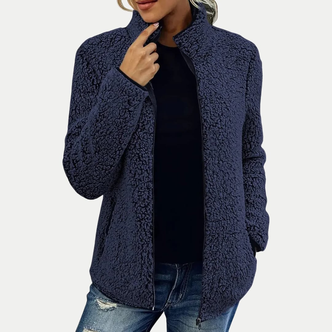 Marsha casual jacket laid flat displaying the full length and sleeve proportions