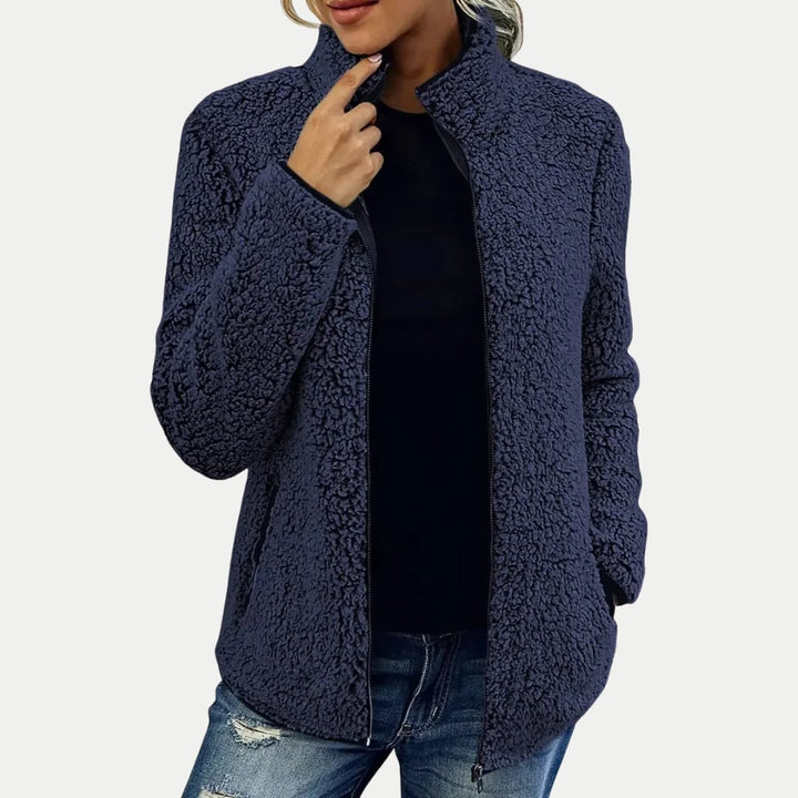 Marsha casual jacket laid flat displaying the full length and sleeve proportions