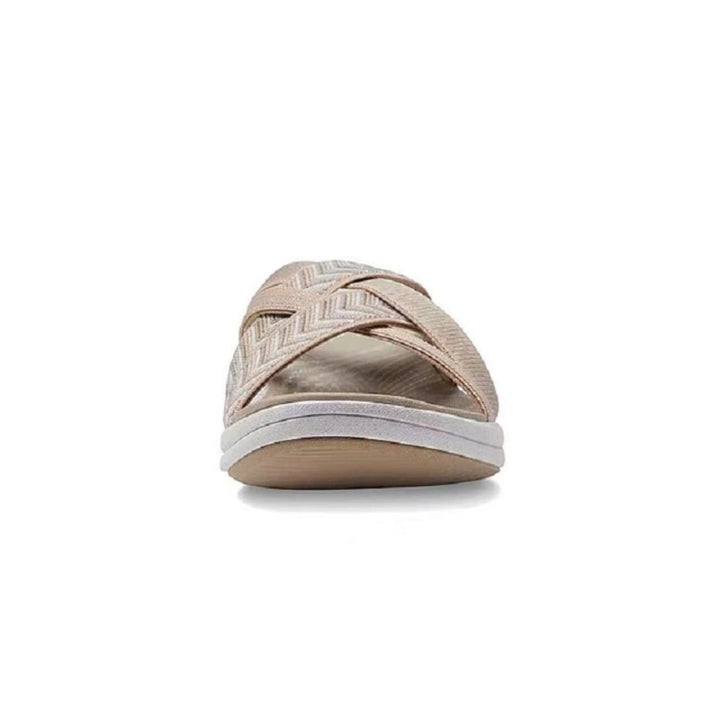 Flat lay of all three Matilda sandal color options: black, beige, and blue