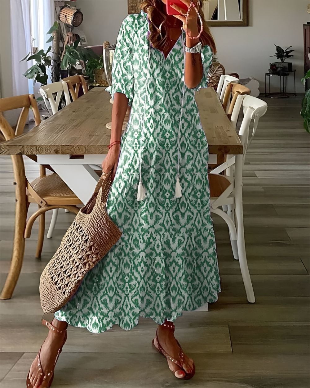 Front view of the Boho Magic Covering Dress in a relaxed, feminine silhouette