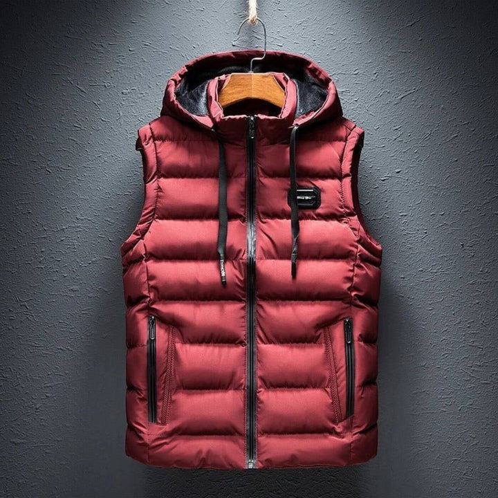 Side profile view of the lightweight hooded jacket showing streamlined silhouette