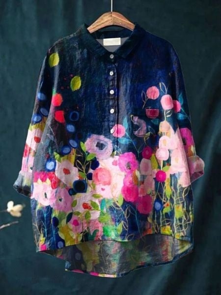 Floral blouse in colorway Floral 2 displayed on a model, full-length view