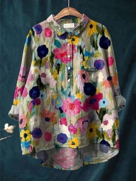 Floral blouse in colorway Floral 8 displayed on a model, full-length view