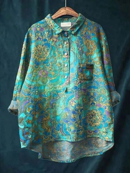 Floral blouse in colorway Floral 9 displayed on a model, full-length view