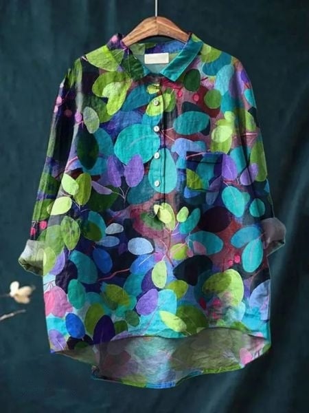 Floral blouse in colorway Floral 10 displayed on a model, full-length view