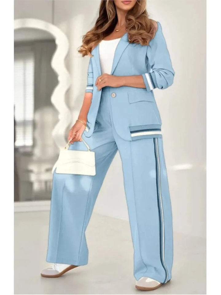 Model wearing the Natalie lounge set in Pink, demonstrating the flattering midsection coverage