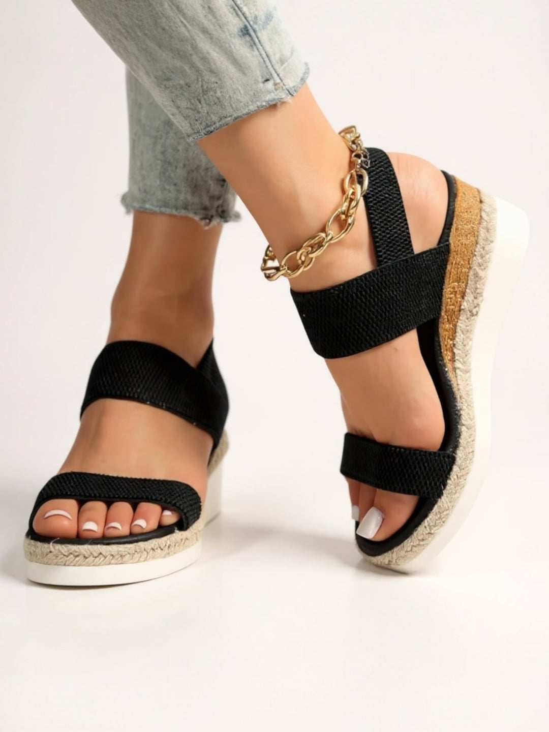 Neve platform sandals in blue and gray side by side on a neutral background for color comparison