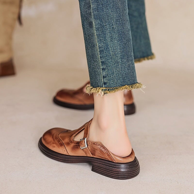 Nina Mary Jane sandal in black displayed on neutral background, front angle