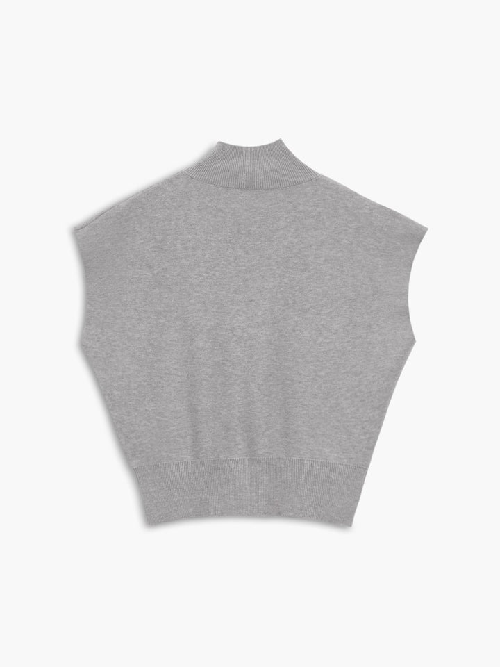 Back view of the Noira padded shoulder knit top in burgundy