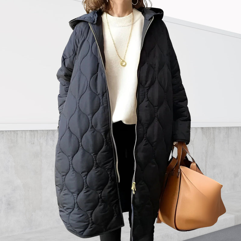 Collage of the oversized argyle hooded parka styled in dark green and light green colorways from multiple angles