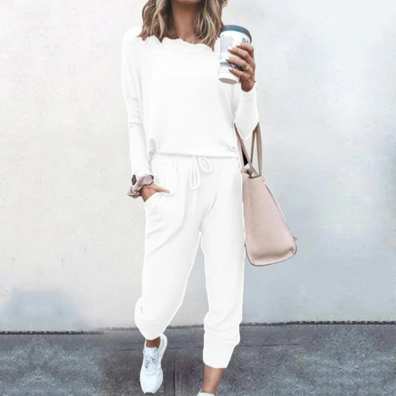 Front view of the Nylie jogger lounge set showing the matching top and drawstring joggers