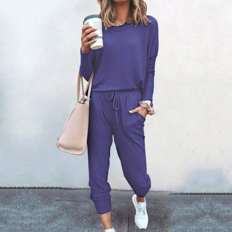 Woman in the Nylie lounge set styled for a casual at-home look