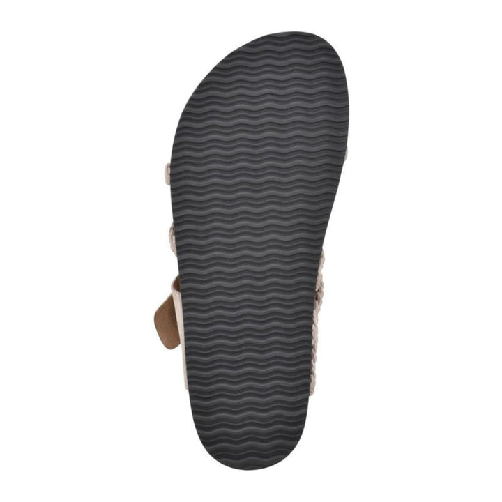 Octavia buckle sandals in khaki displayed on a neutral background, three-quarter view