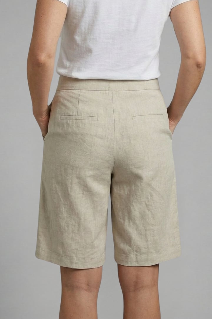 Octavia knee length shorts in light blue, front view on model