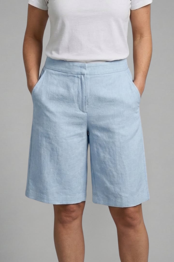 Flat lay of Octavia high waisted knee length shorts in multiple colors