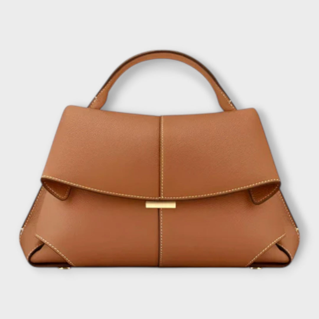 Overhead flat-lay of the Olivia Luxurious Handbag in White showing size and proportions