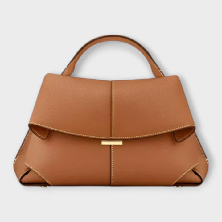 Overhead flat-lay of the Olivia Luxurious Handbag in White showing size and proportions