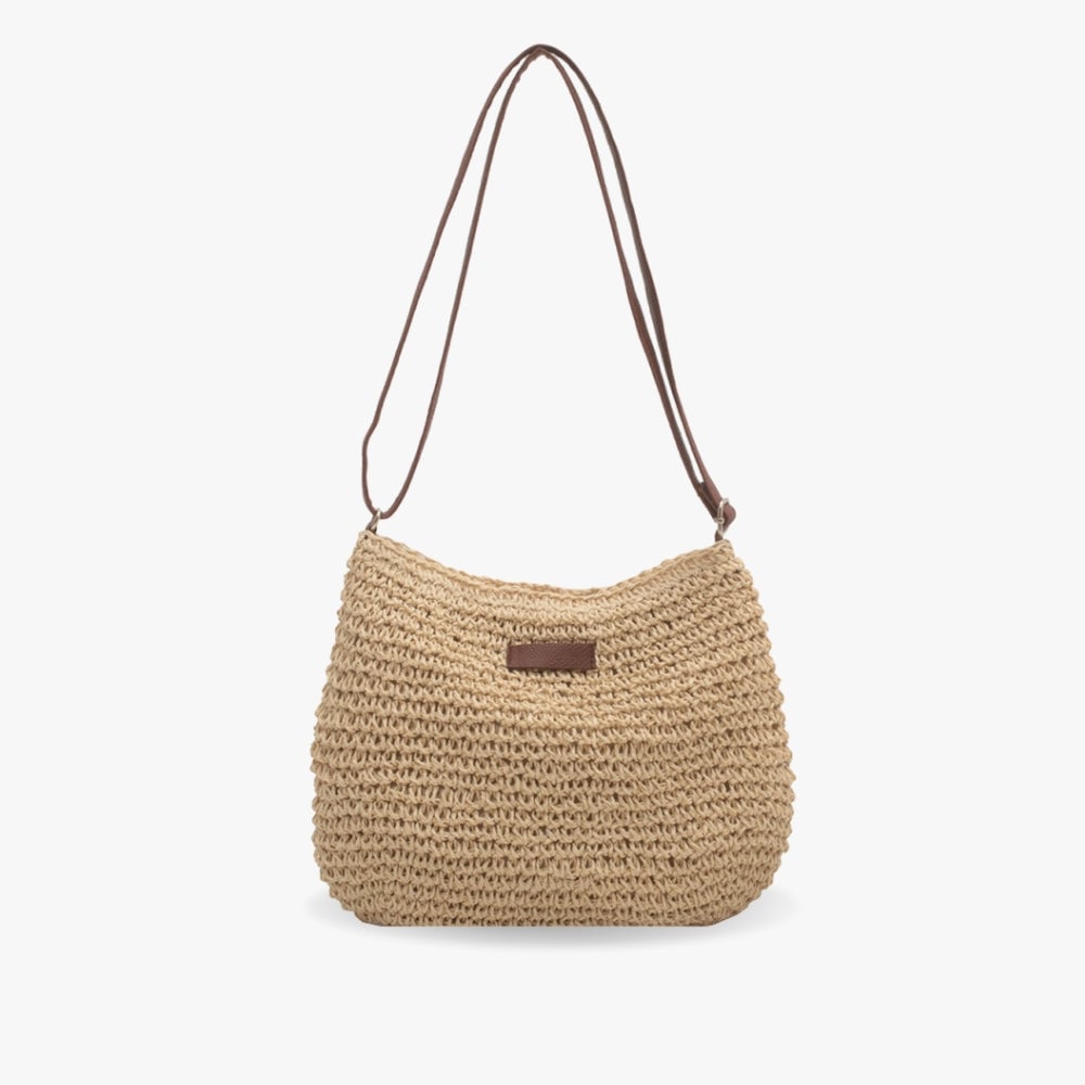 Olivia shoulder bag in beige with relaxed silhouette shown from the front