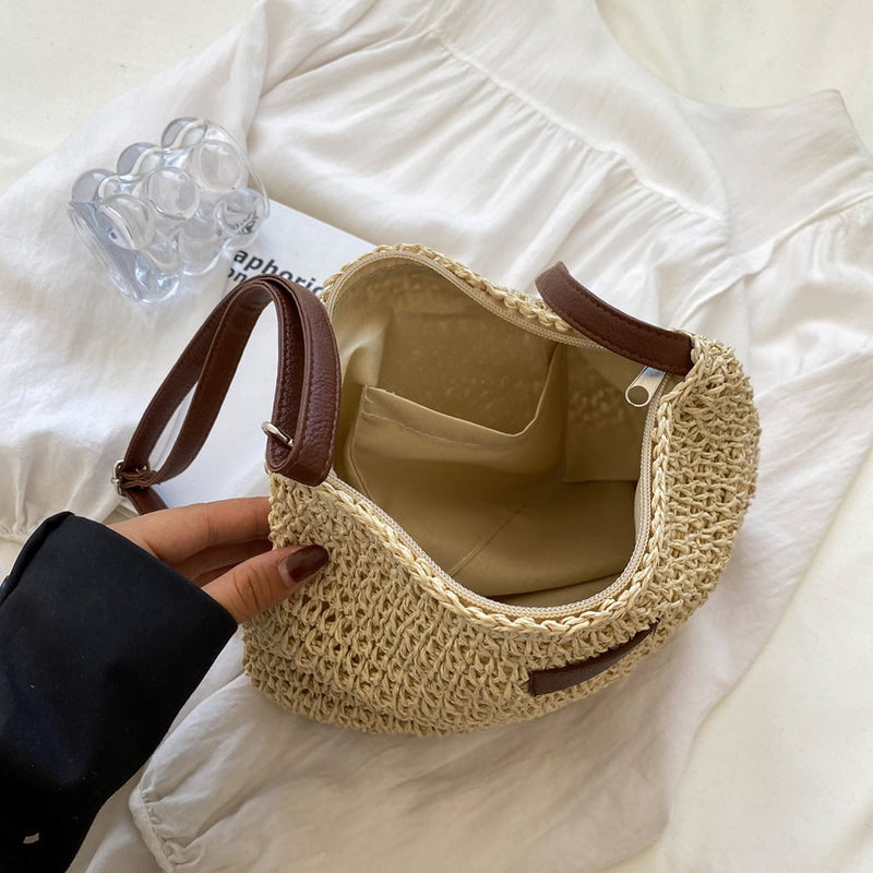 Olivia shoulder bag styled with a casual summer outfit on a model