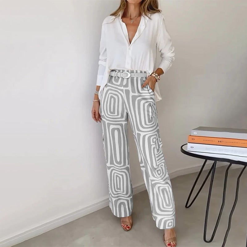 Side profile of the Opal two-piece set highlighting the flowing silhouette and flattering fit