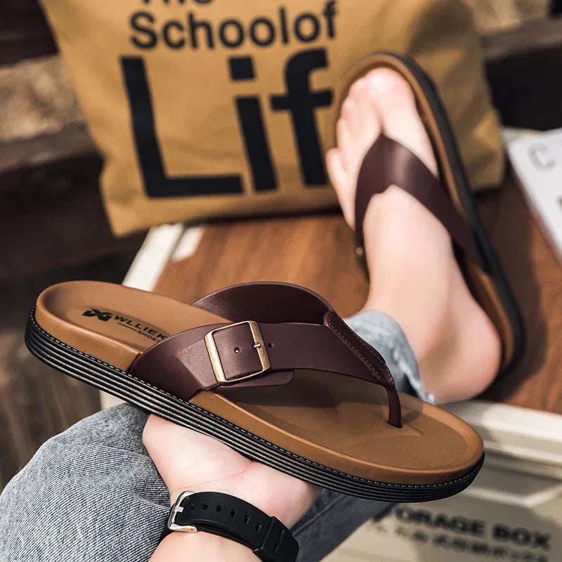 Overhead flat lay of Orla vegan leather sandals in both black and brown colorways