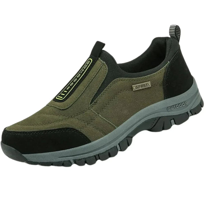 Brown orthopedic walking shoe showing cushioned footbed and lightweight construction