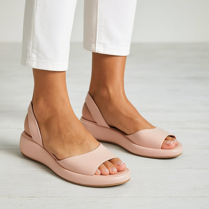 Ottilie women's sandals in light pink showing slip-resistant outsole detail