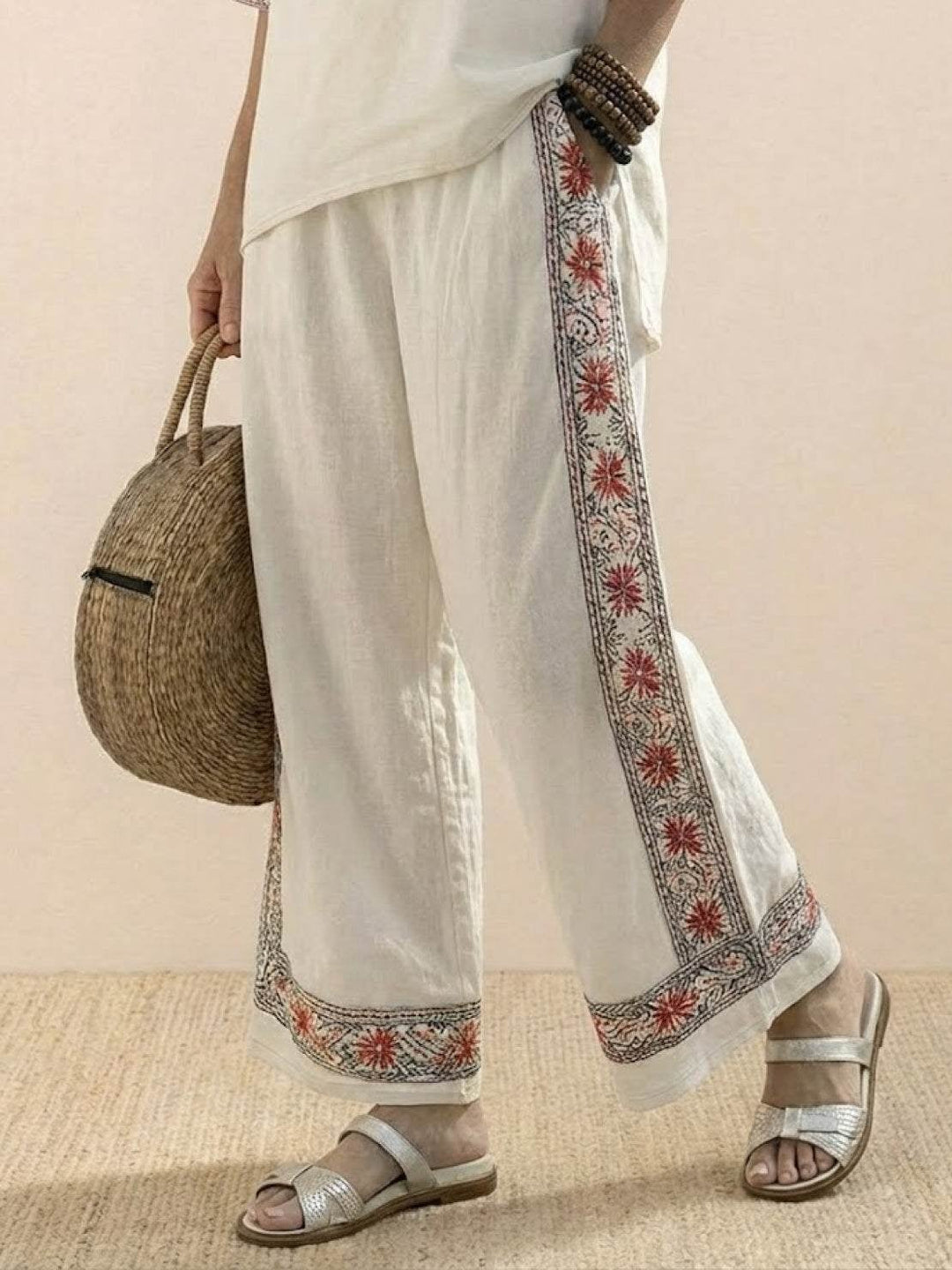 Side view of Paloma Rustic Stripes set showing oversized tee styling