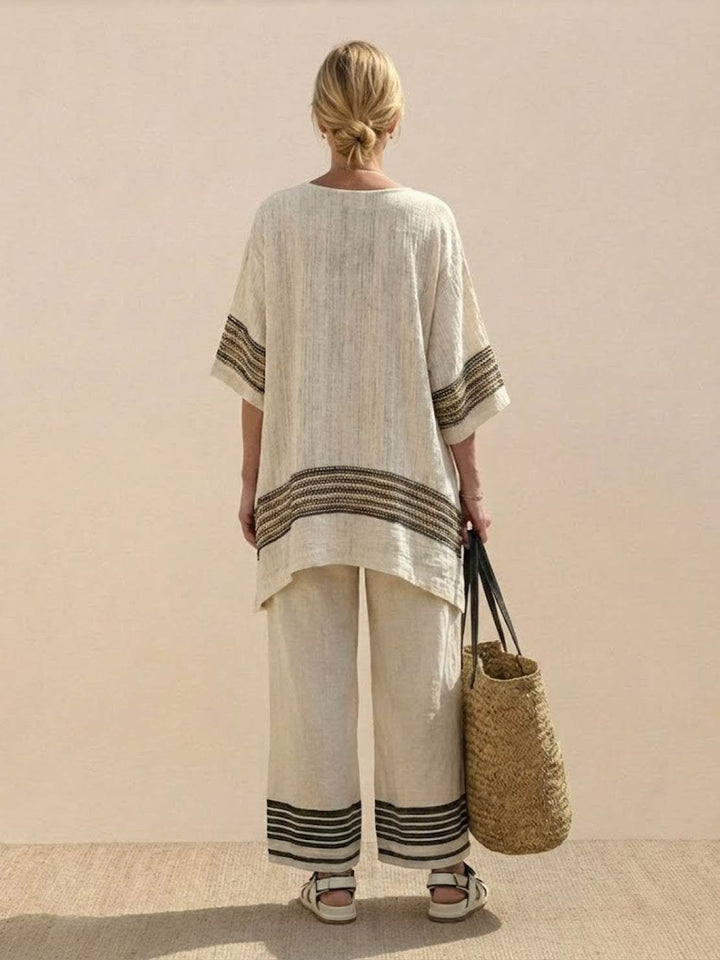 Three-quarter view of the Paloma set in Tidal Stripes