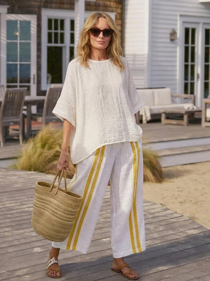 Full-length view of model in Paloma set showing complete outfit from head to toe