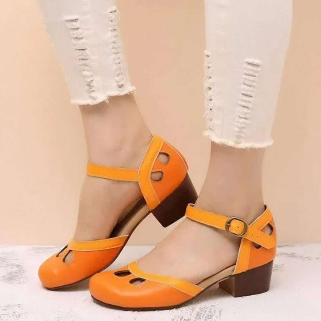 Close-up of Patti sandal cushioned insole and triple-arch structure detail