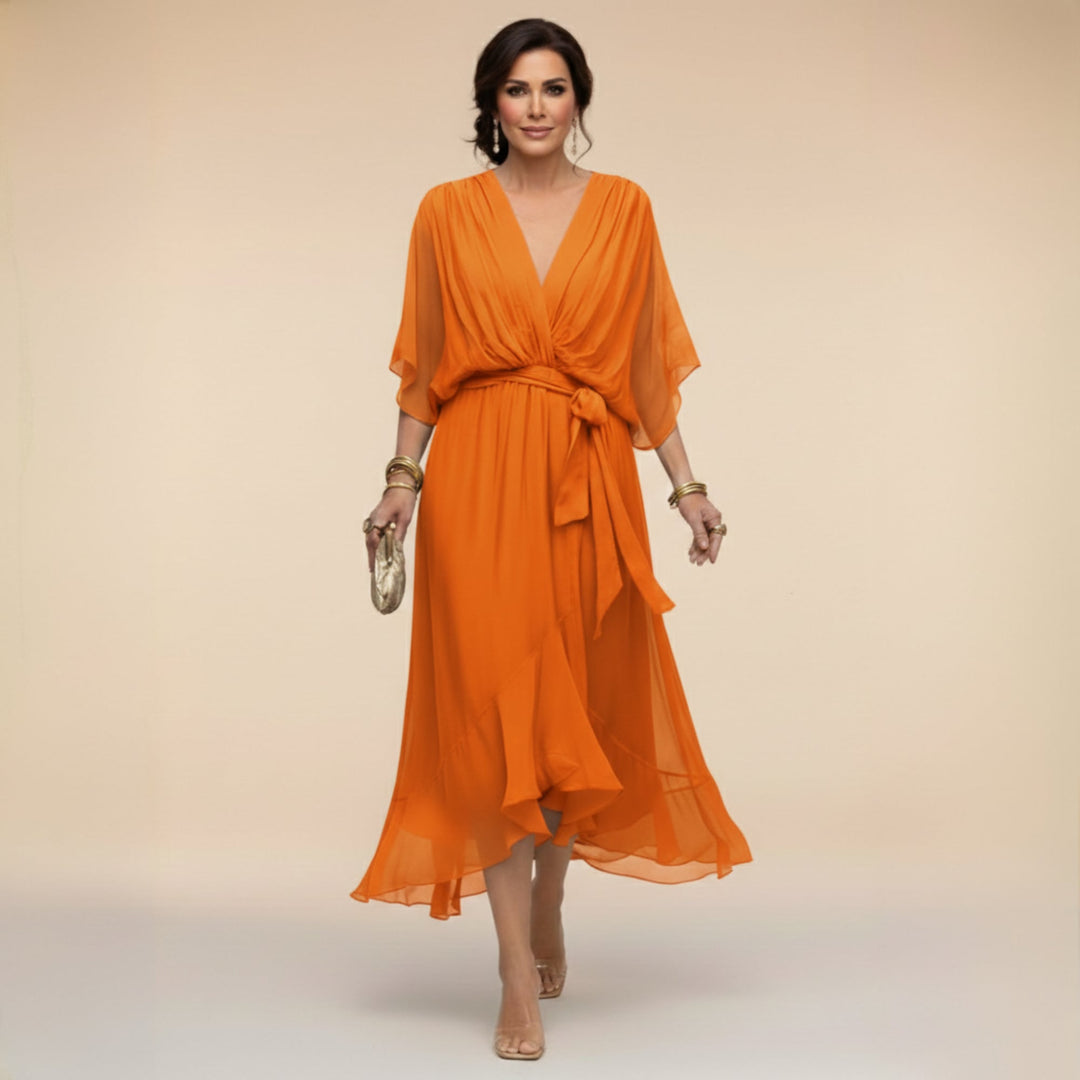 Women's wrap midi dress available in multiple colors and sizes S through 4XL