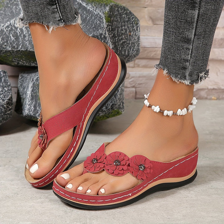 Pippa orthopedic slip-on sandal in pink, front three-quarter view on white background
