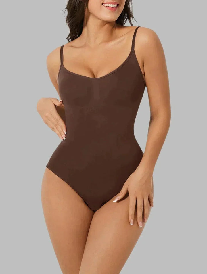 Back view of the PowerSculpt shapewear bodysuit highlighting the butt-lifting cut and back support panel