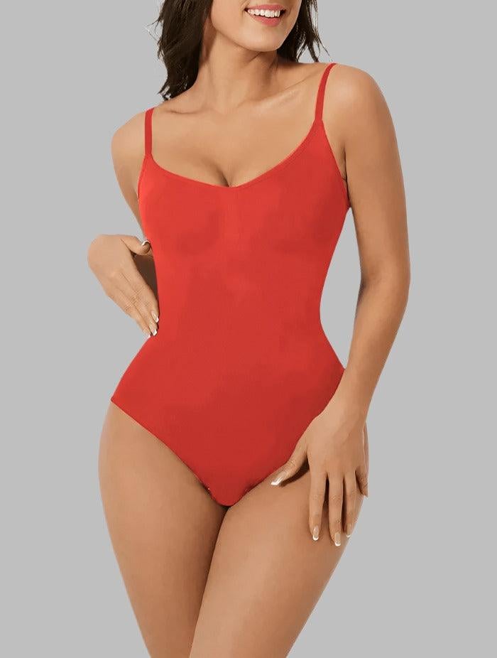 Close-up of seamless edges on the PowerSculpt shapewear bodysuit showing invisible underwear lines