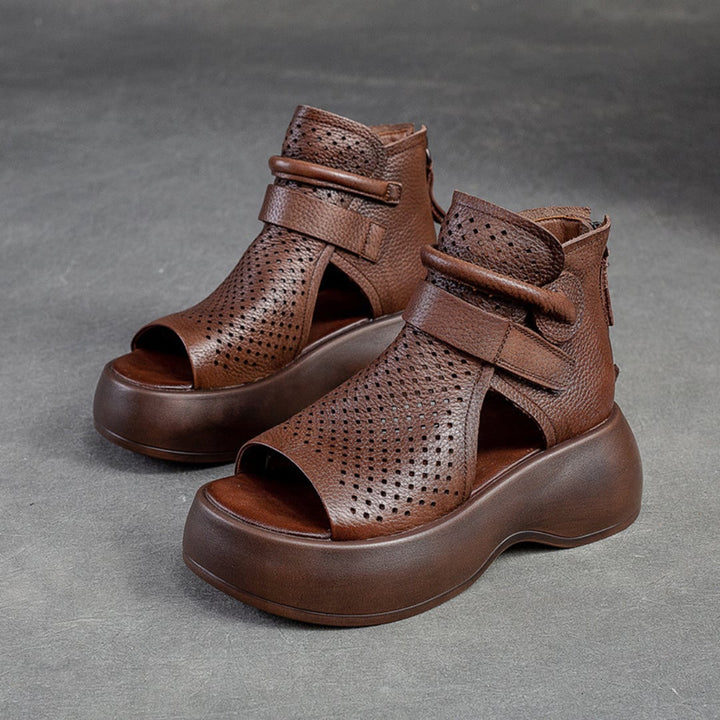 Presley women's orthopedic sandal in brown with cushioned footbed, side view