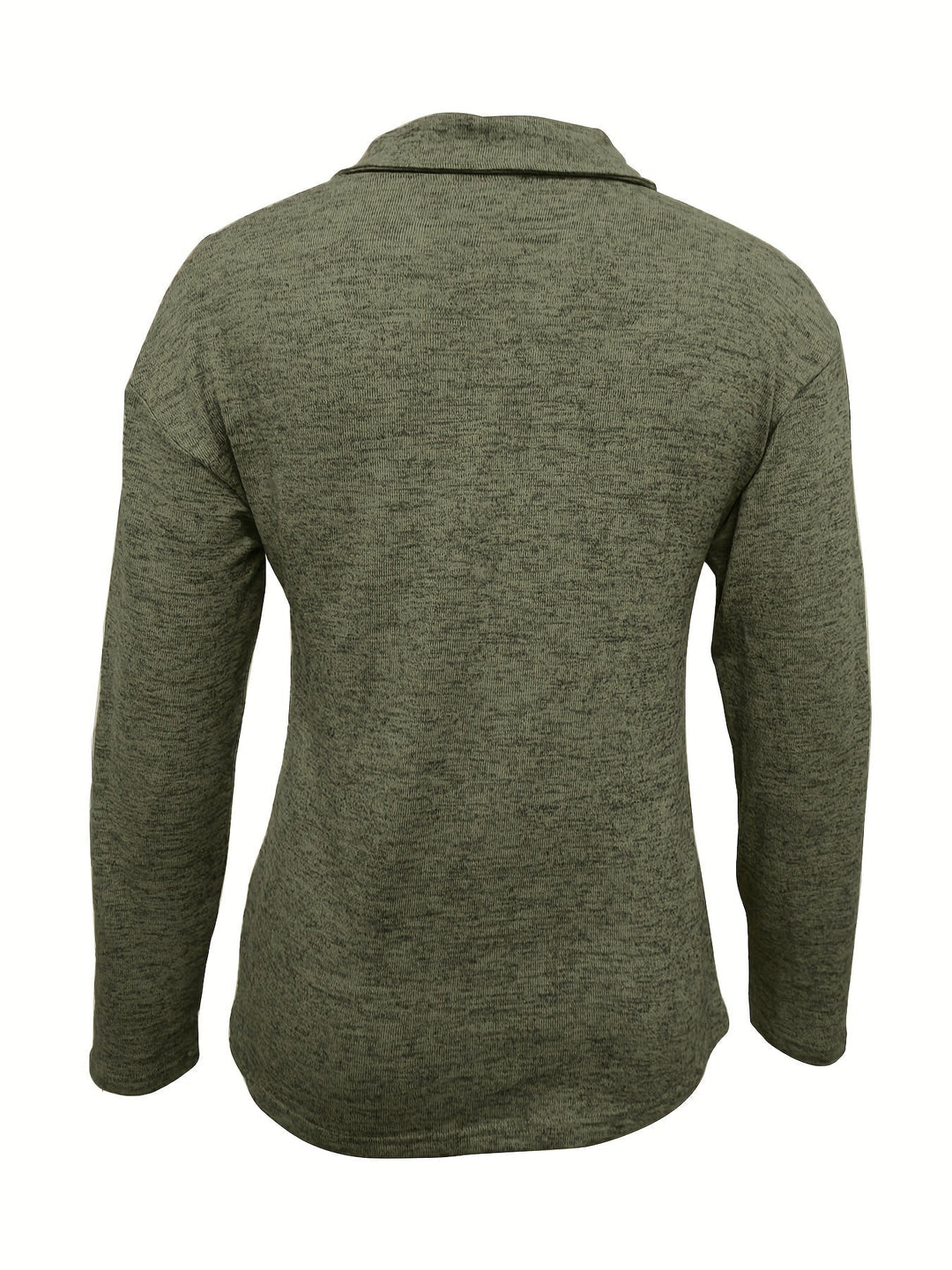 Side view of the Quinn half-zip pullover showing length and relaxed fit