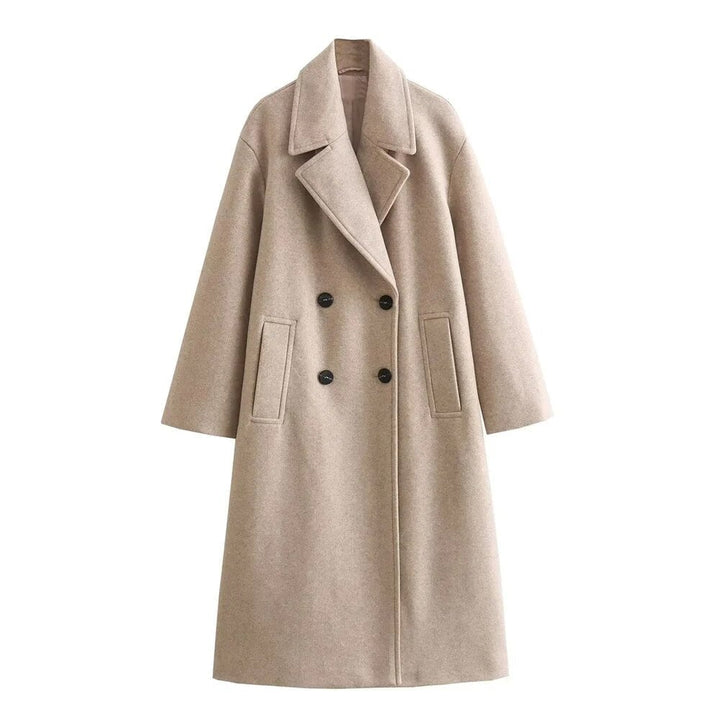 Close-up of the Ramona coat fabric texture highlighting its smooth, structured finish