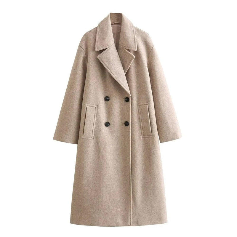 Close-up of the Ramona coat fabric texture highlighting its smooth, structured finish