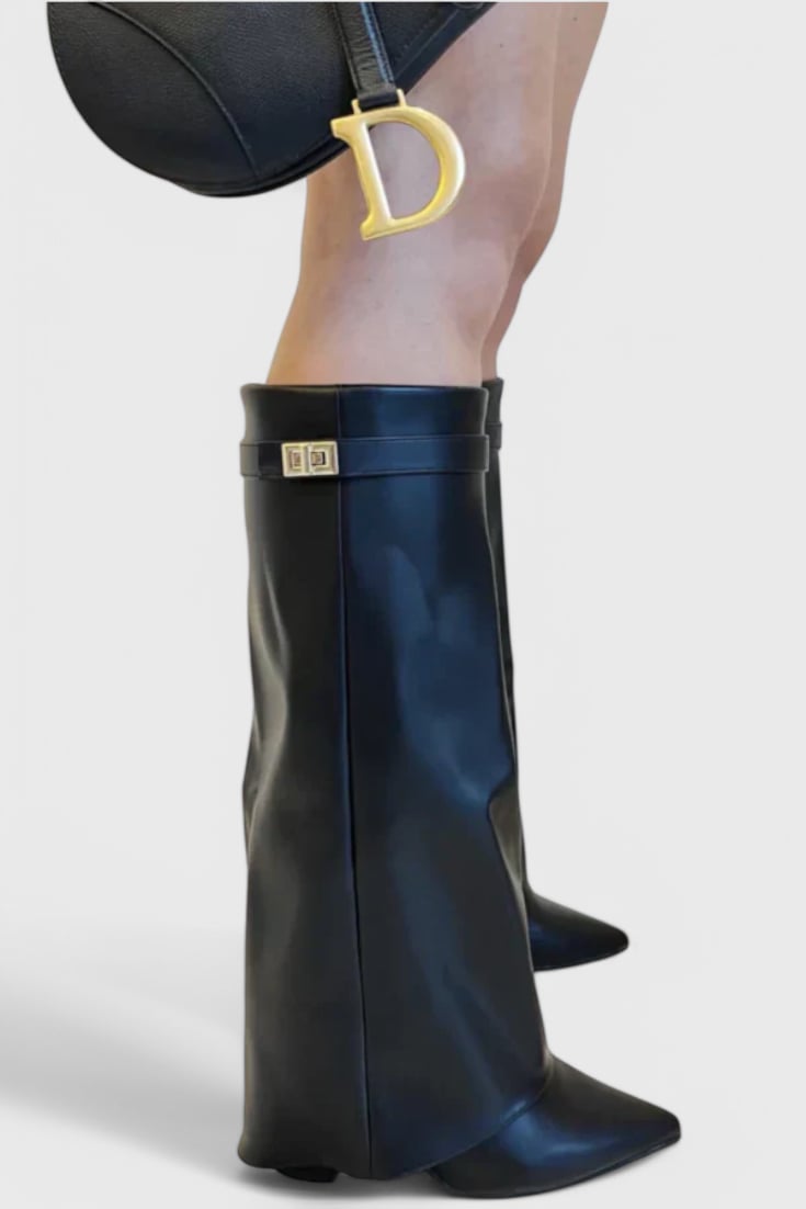 Florimay Raya everyday boots in apricot on a model, walking lifestyle shot