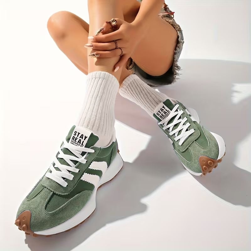 Reeve retro platform sneakers in red with bold white stripe paneling, side view