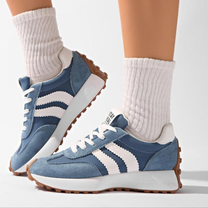 Reeve retro platform sneakers in red showing lace-up detail and chunky white platform sole