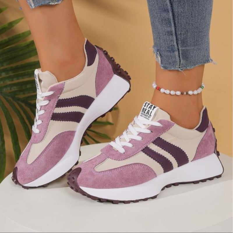 Reeve retro platform sneakers in yellow showing suede-look upper detail and thick platform sole